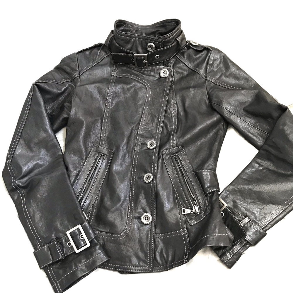Danier Black motorcycle genuine leather jacket